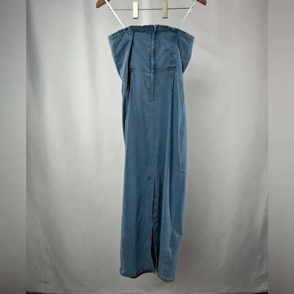 NWT Torn by Ronny Kobo Renee Strapless Denim Midi Dress‎ in Medium Blue Small - Image 5