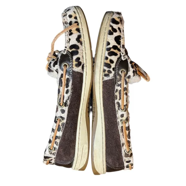 Sperry Top-Sider Boat Shoes Womens Size 8.5 Brown Leopard Faux‎ Fur Lined - Image 5