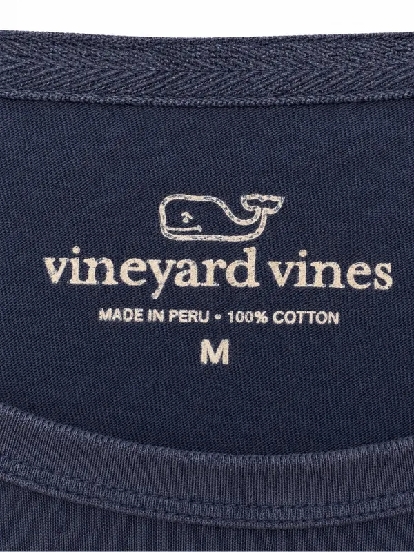 Vineyard Vines Navy Long Sleeve Pocket Tee Whale Logo Size M 100% Cotton - Image 3