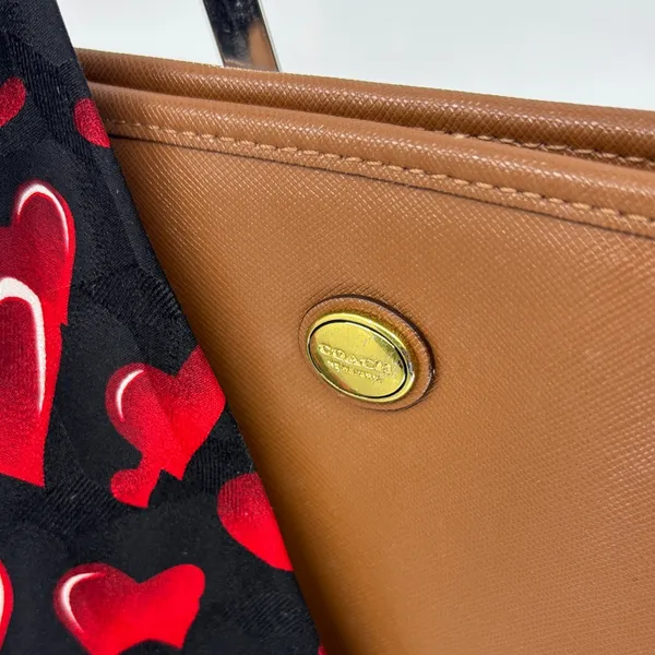 Coach Tan Leather Tote with Heart Scarf - Image 5