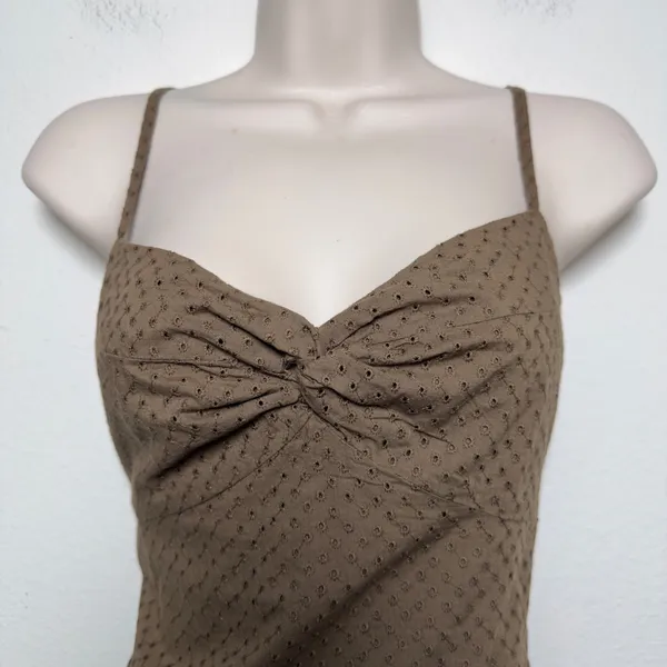 VTG Y2K Women 100%‎ Cotton Eyelet Babydoll Dress Grunge Western Sundress 4 Brown - Image 2