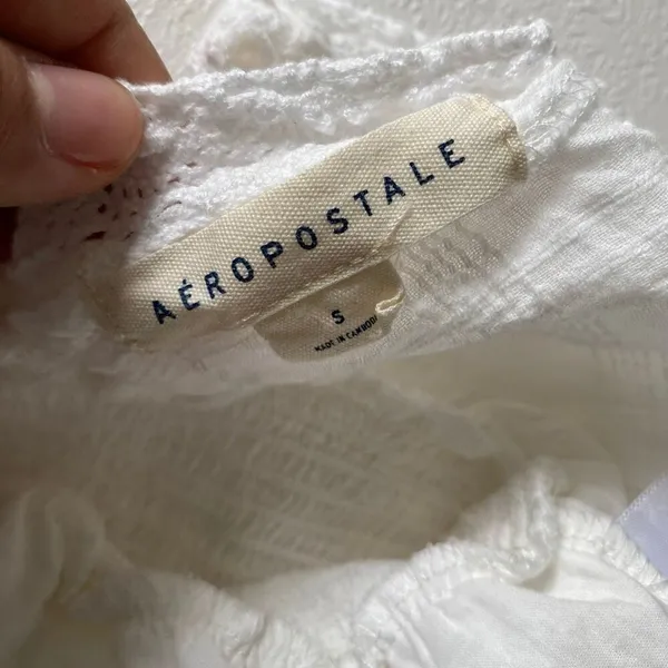 Aeropostale Cottagecore Peasant Crop Top White Lace Size Small - Image 4