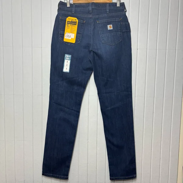 Carhartt Rugged Flex Relaxed Mid‎ Rise Fit Dark Blue Straight Leg Jeans Size 8T - Image 4