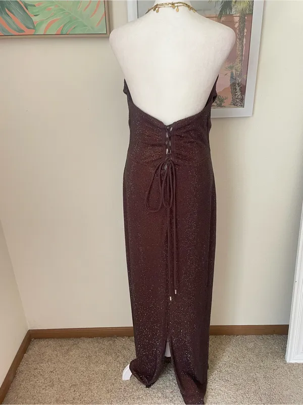 Babyboo Mirabella Maxi Dress in Plum Brown Embellished Rhinestone Size XXL - Image 8