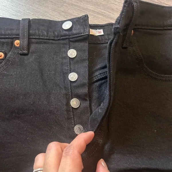 Levi's Black High Waist Denim Shorts - Image 2
