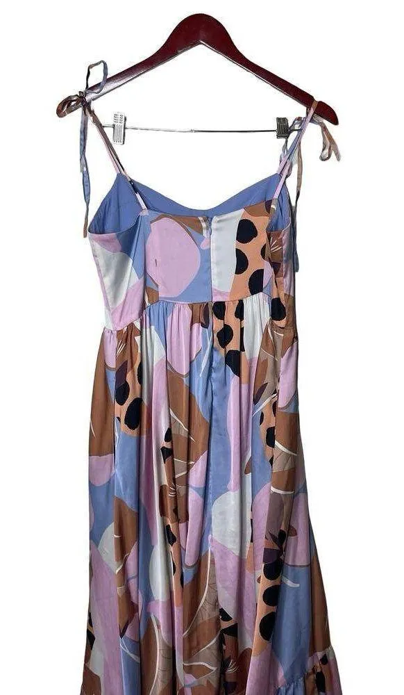 Hutch Arielle Maxi Spaghetti Strap Dress in Peri Floral Geo pink blue sz 8 - Image 6