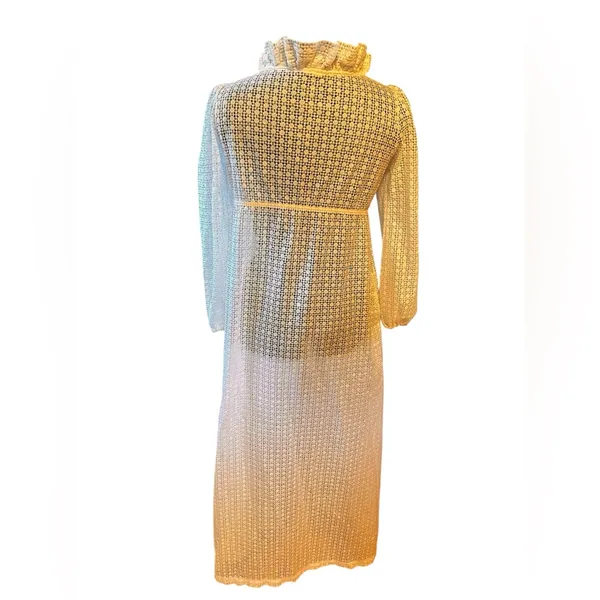 Vtg Juli Jr of Slumbertog Sheer Long Blanket Robe 1 Pocket Button Front Size 7 - Image 2