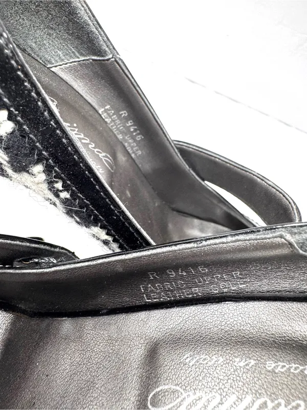 CARISMA black/white houndstooth fabric & leather Mary Janes, Italy, size 8.5 - Image 10