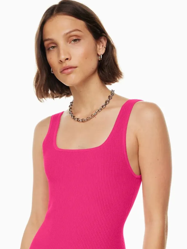Babaton Sculpt Knit Squareneck Mini Dress red - Image 4