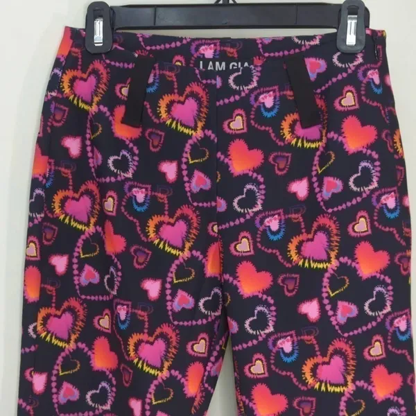 I.AM.GIA Womens Rylee Cropped Pants Black Pink‎ Hearts Stretch XS - Image 5