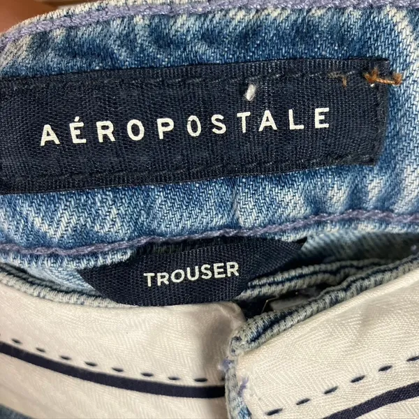 Aeropostale Womens 14R‎ Trouser Jeans White Waistband Light Wash Denim New - Image 7