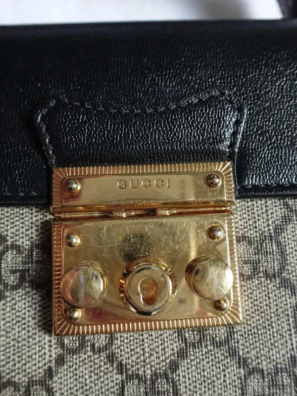 Gucci GG Supreme Monogram Calfskin Mini Padlock Top Handle Shoulder Bag - Image 4