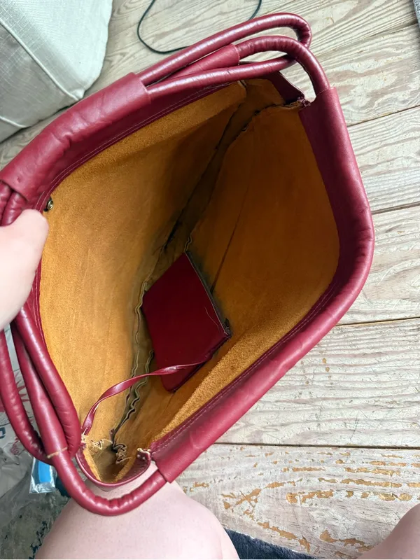 Vintage Red Leather Tote Bag - Image 2