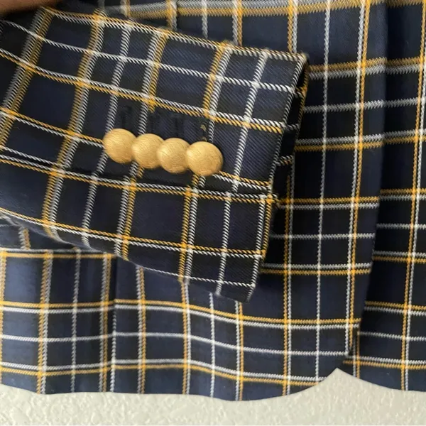 Court and Rowe Navy Peak‎ Lapel Check Plaid Blazer - Image 7