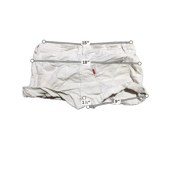 Levis White Denim Cuffed Shorts Womens Size 5 Low Rise Stretch Ramie Blend - Image 7