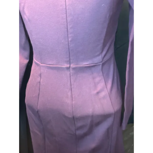 Ann Taylor‎ Petite Purple Long Sleeve Boat Neck Flounce Hem Sheath Dress 0P - Image 3