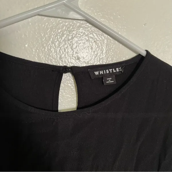 Whistles‎ Women's Size 10 Black Rosanna Shirred Top Long Sleeve Crewneck Keyhole - Image 14