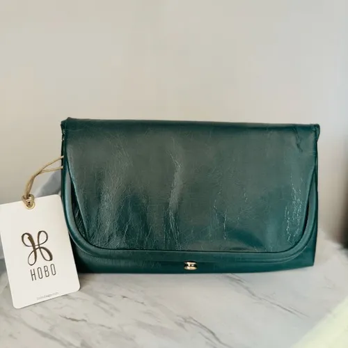 HOBO‎ LAUREN CLUTCH LEATHER WRISTLET WALLET Sage Henna Luxury Leather, NWT - Image 3