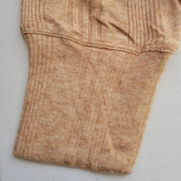 Ribbed Mock Neck Top Womens Puff Shoulder Camel‎ Tan Fall Layering New Size M - Image 4