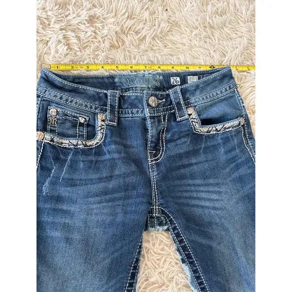 Miss Me‎ Mid Rise Skinny Jeans Embellished Pockets Rhinestones Sequins Size 26 - Image 6
