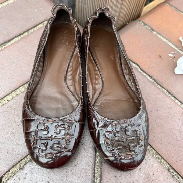 Tory Burch Briwn Patent Leather‎ Flat size 8.5 - Image 2