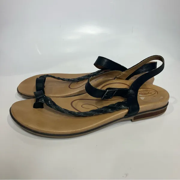 Aetrex Evie braided leather‎ sandals black womens size 41 - Image 3