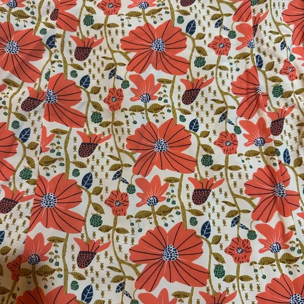 Kori Knee-Length Orange Multicolor Floral Puff Sleeve Dress Sz‎ M - Image 4
