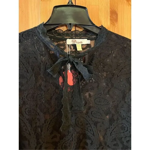 Anthropology Aryeh Black Tre Lace Women’s Dress Size Large (1677) - Image 3