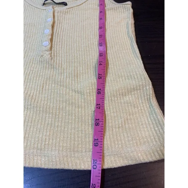 Abercrombie Tank Top Women Small Yellow Stretch Sleeveless Henley Preppy - Image 12