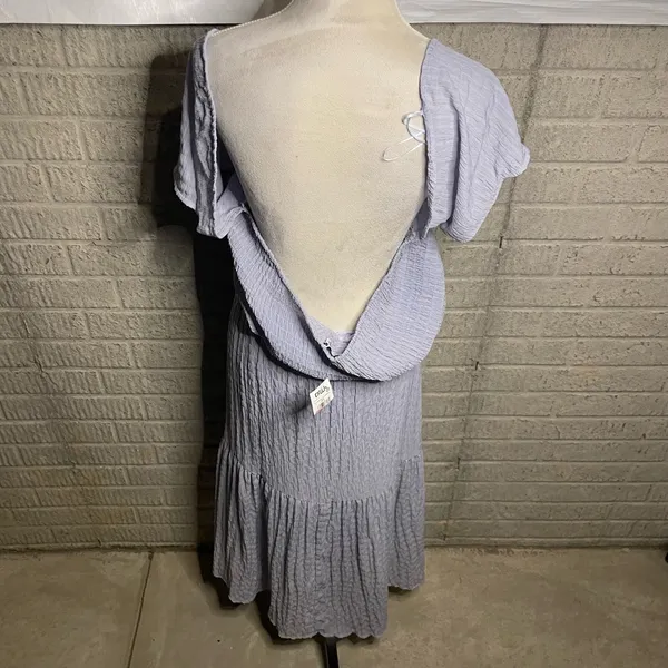 Lush NWOT Womens Purple Smocked Peasant Tiered Maxi Dress Size‎ Medium - Image 3