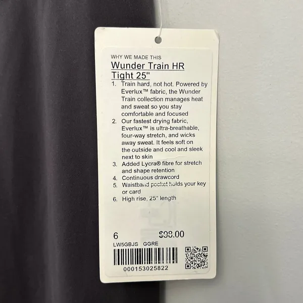 NWT Lululemon Wunder Train HR Tight 25" black size 6 Authentic - Image 7
