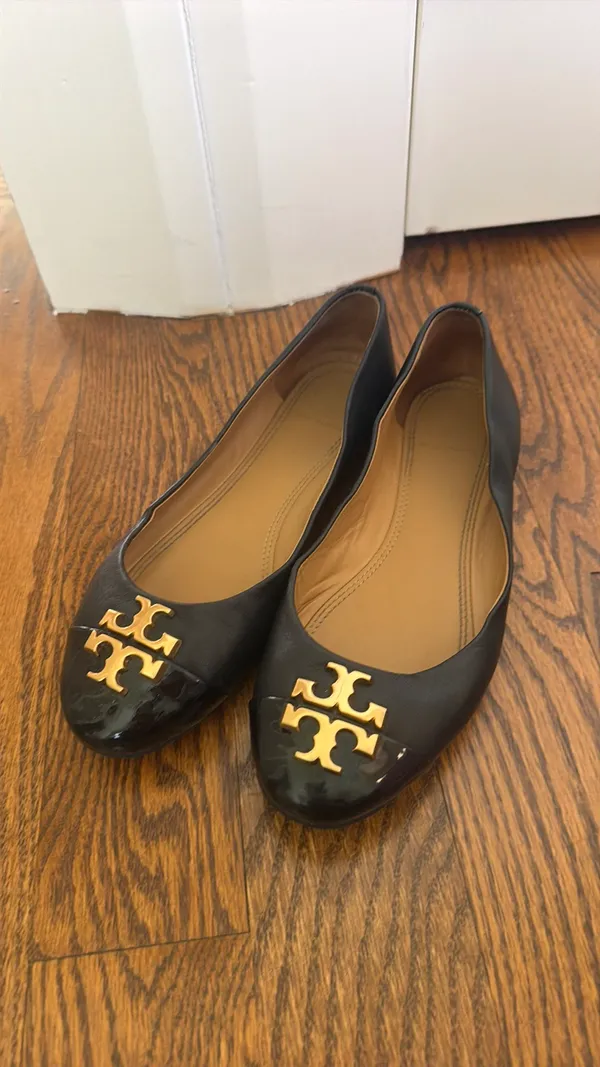 Tory Burch Flats Ballet Leather Black Patent - Image 2