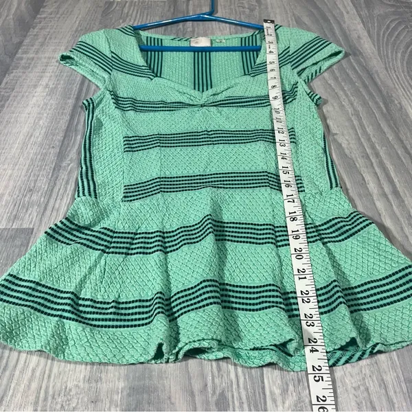 Postmark Anthropologie Green Striped Short Sleeve Dress; small Women’s - Image 4