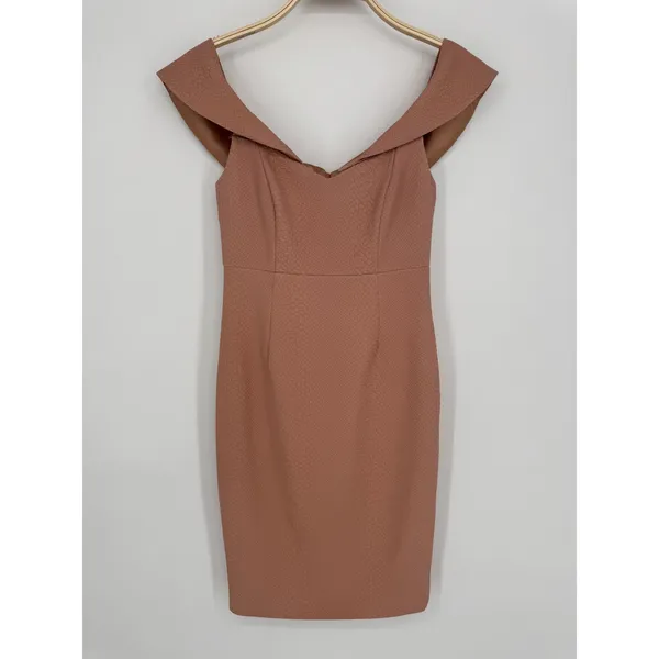 Bardot Eva Dress 6 Pink‎ Off The Shoulder Cocktail Wedding Guest Party Sheath - Image 3