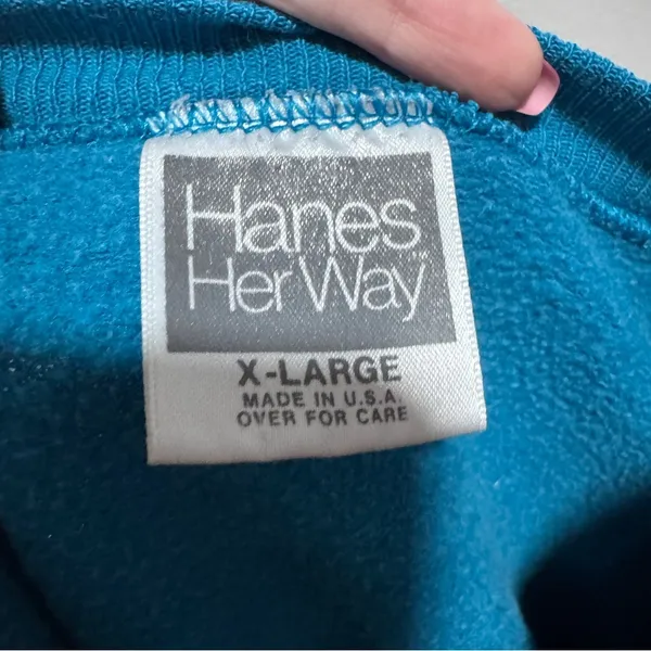 Embroidered Carousel Merry Go Round Horse Hanes Her way Sweatshirt XL Blue - Image 4