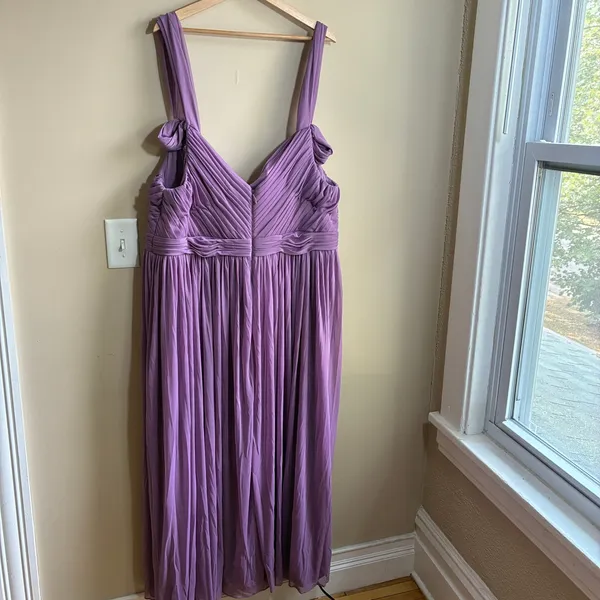Azazie A24 Bridesmaid Dress Wisteria Purple Women Plus Chiffon Pleated Gown - Image 5