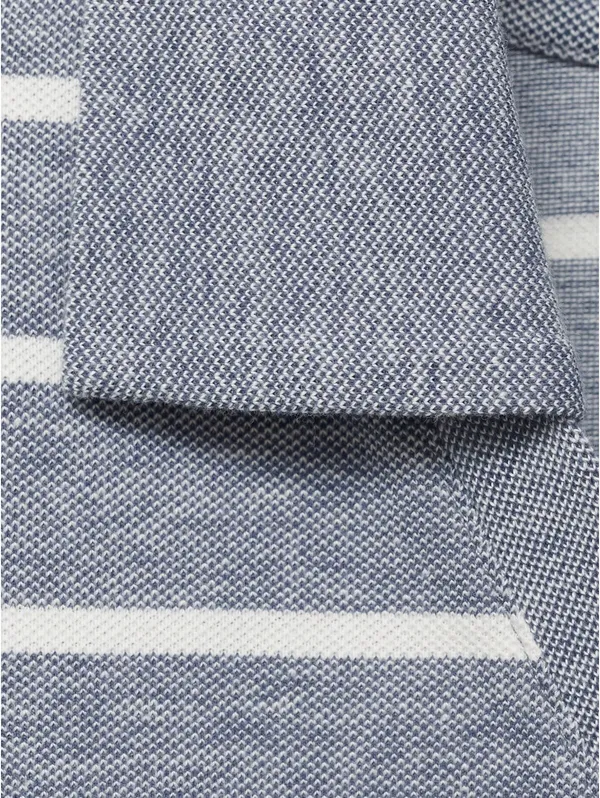 Mango Striped Cropped Polo Shirt NWT Blue L - Image 3