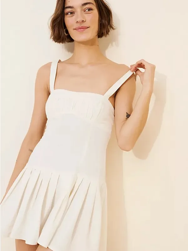 Free People Azasia Mini Dress - Ivory - Open Back - Size L - Image 6