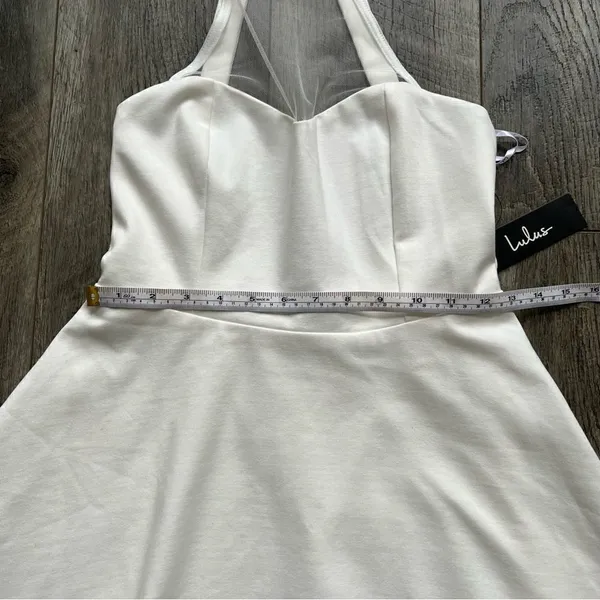 NWT Lulu's White Mesh Light and Grace Halter Skater Dress Size Medium - Image 13