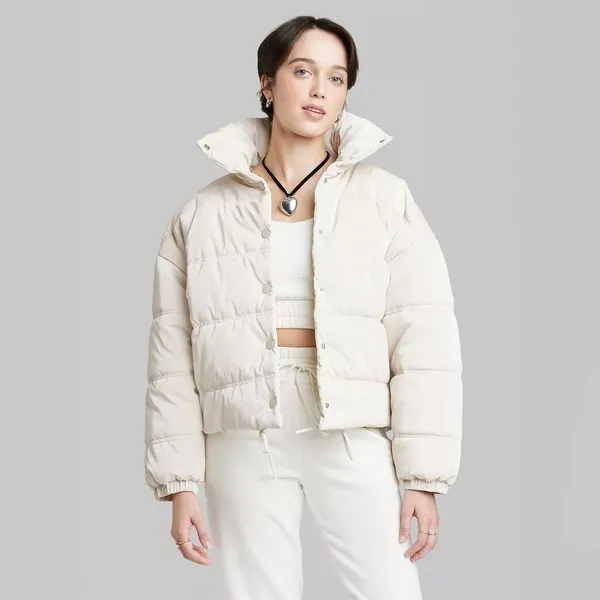 Wild Fable Iridescent Shine Duvet Puffer Jacket Womens M Y2K‎ Blue - Image 3