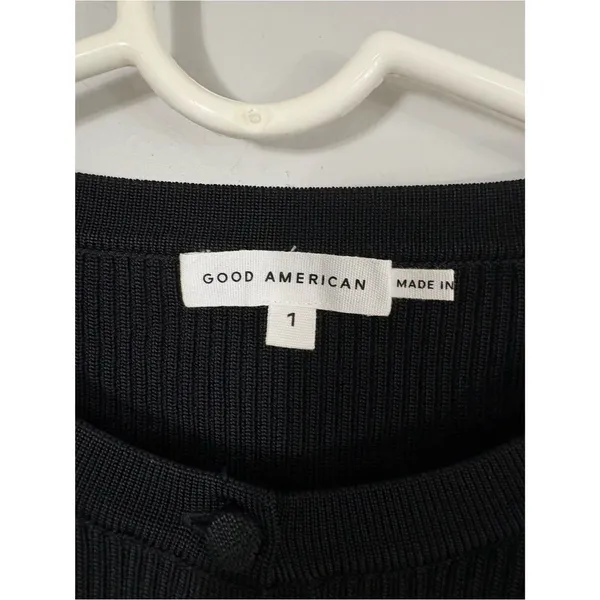 NWT Good American Black Henley Button-down Ribbed Bodysuit Size 1/Small Preppy - Image 4