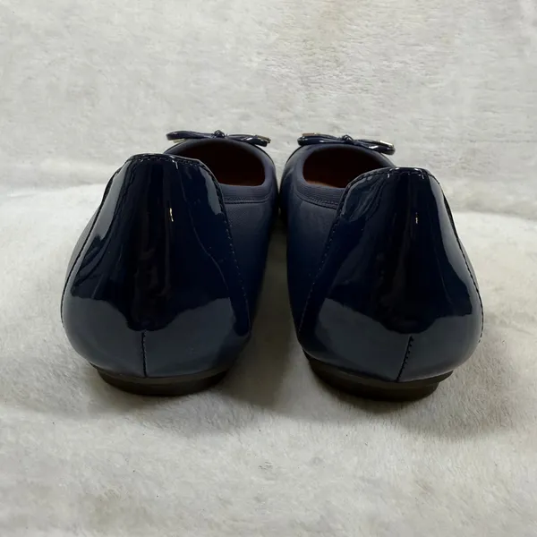 Vionic Minna Navy Blue Leather Cap Toe Ballet Flats Orthotic Bow Shoes 7 - Image 6