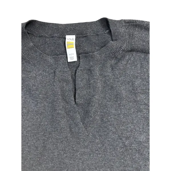 Lole Dark Gray Long Sleeve V-Neck Casual‎ Sweater Dress Pockets XL - Image 5
