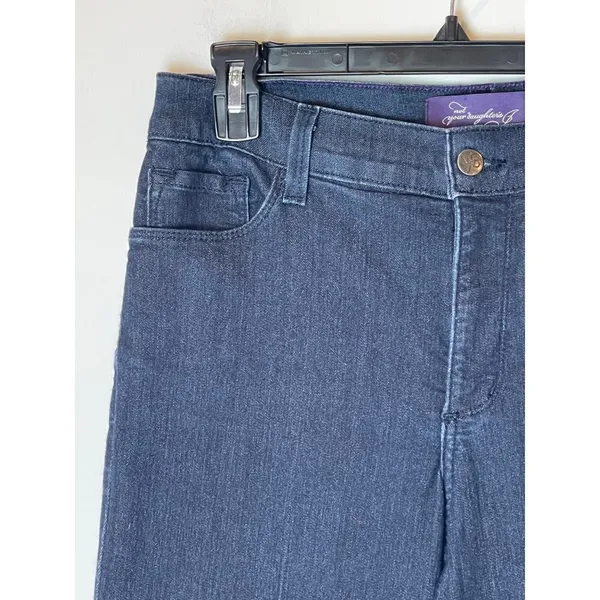 NYDJ‎ Straight Leg Mid Rise Dark Wash Jeans With Jeweled Back Pockets Size 8 - Image 4