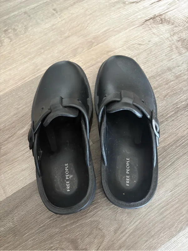 Free People Matte Black Buckle Clog Mules - Image 4