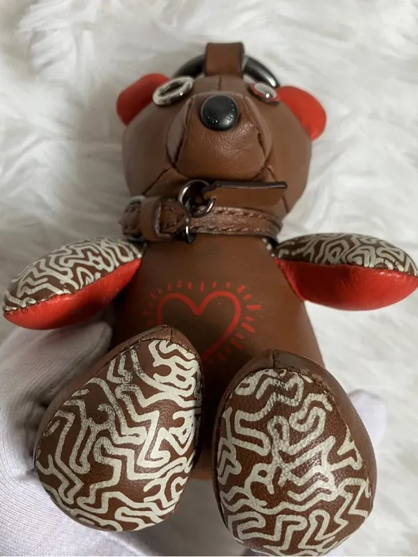 ✨Coach x Keith Haring Collaboration, Leather Bear Bag Charm or Key Holder Brown. - Image 7