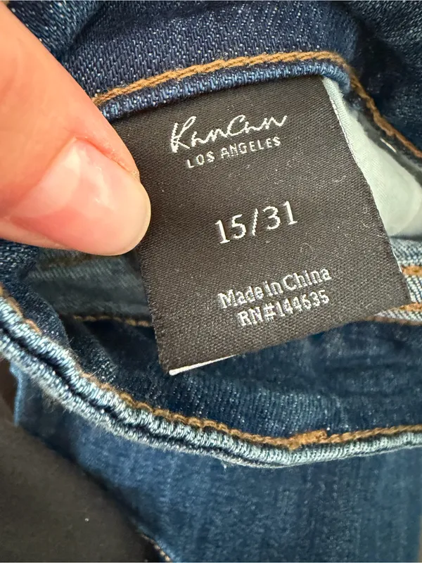 Kancan Jeans Size 15/31 Dark Wash Distressed Straight Leg High Rise Denim - Image 7