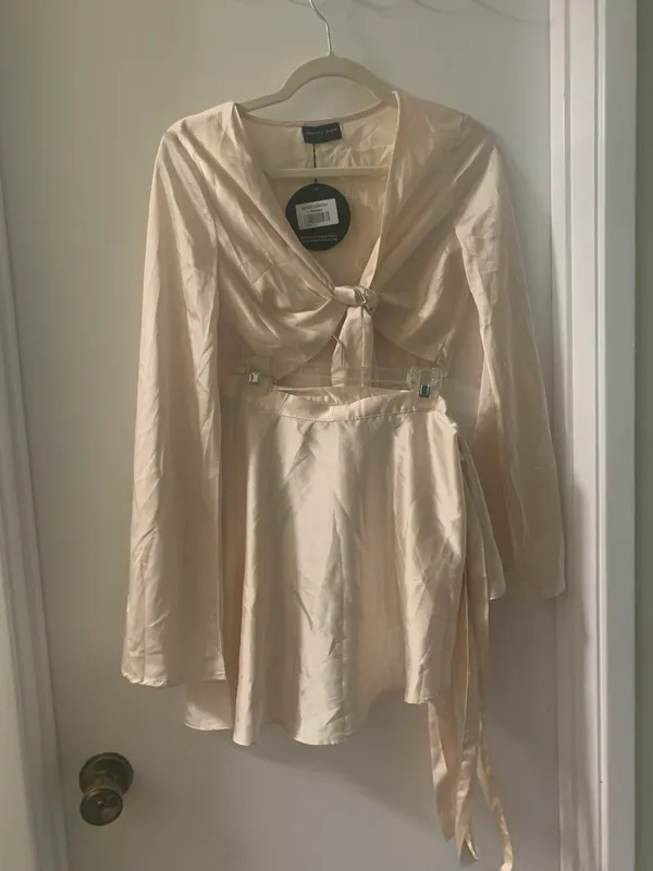 White Fox Such A Delight Crop Top and In a Dream Wrap Skirt Set in Champagne - Image 5