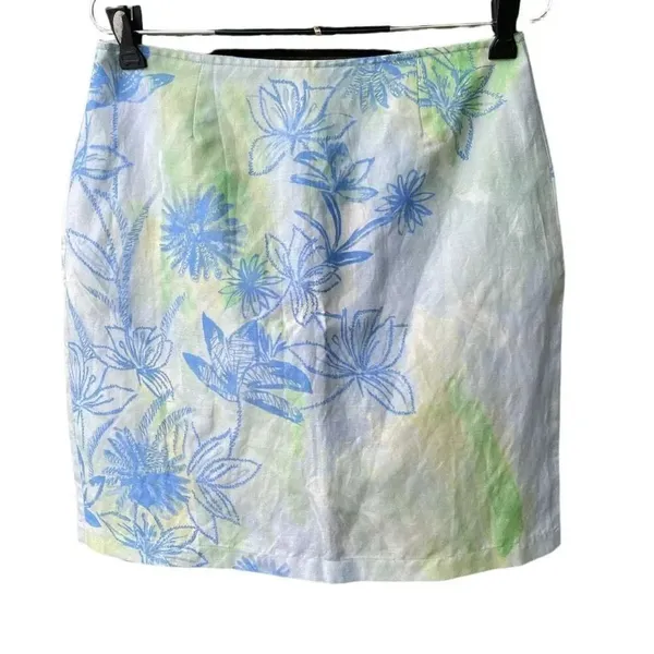 Tsunami size 8 silk linen tropical print skirt. Beach resort cruise ship. - Image 2