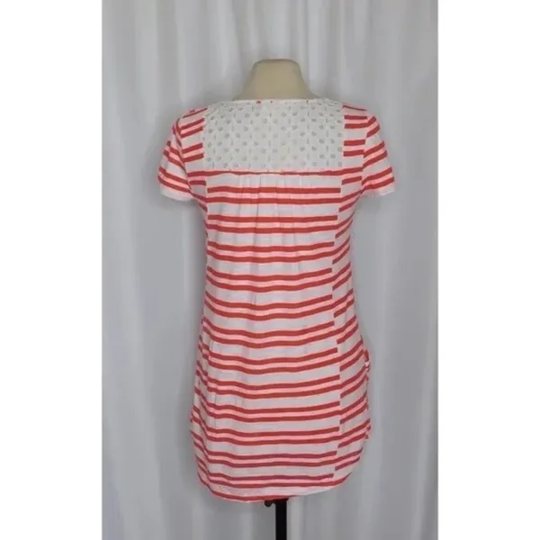 Anthropologie MEADOW RUE Marin Striped Top Smocked Knit Red White Medium - Image 9